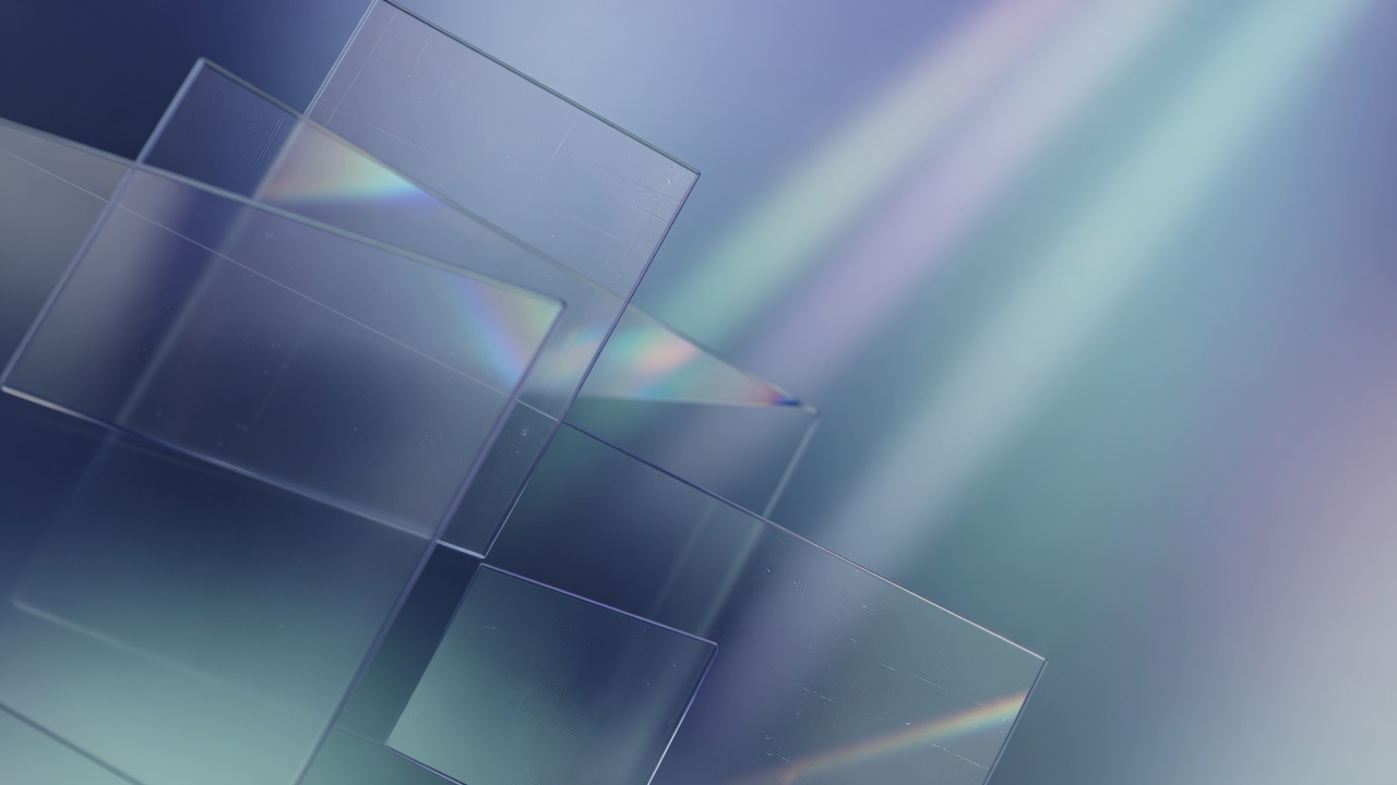Abstract geometric light panels in indigo and teal